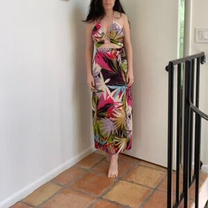 Zara Tropical Halter Maxi Sundress
